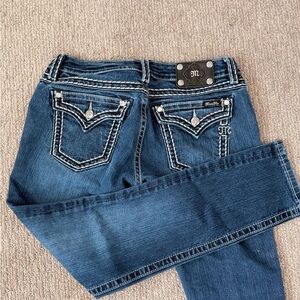 Miss Me Dark Wash Skinny Jeans with Embellished Back Pockets